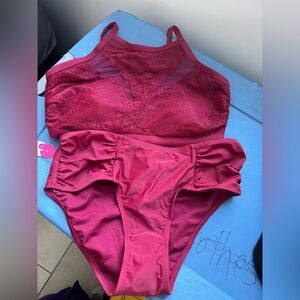 Xhilaration Burgundy Lace Bikini Set